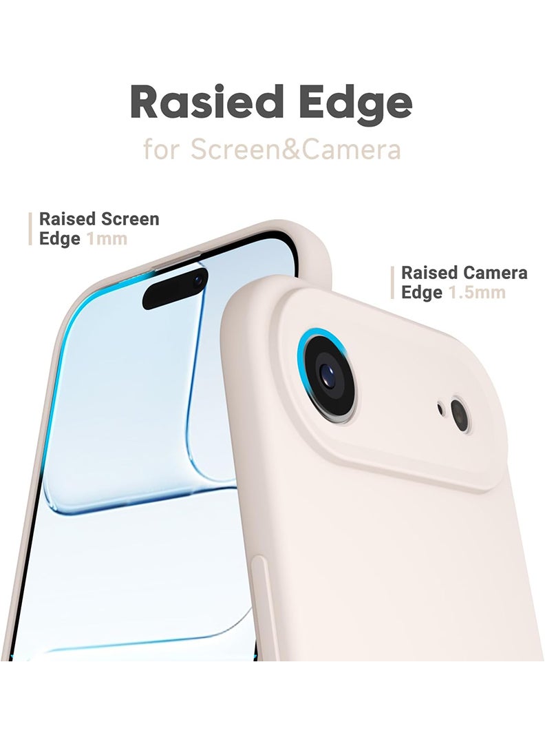 Case Up Compatible with Apple iPhone 17 Air Case, Soft & Premium Liquid Silicone [Anti-Scratch Microfiber Lining] Shockproof Protective Slim Phone Cover Off White - Image 3